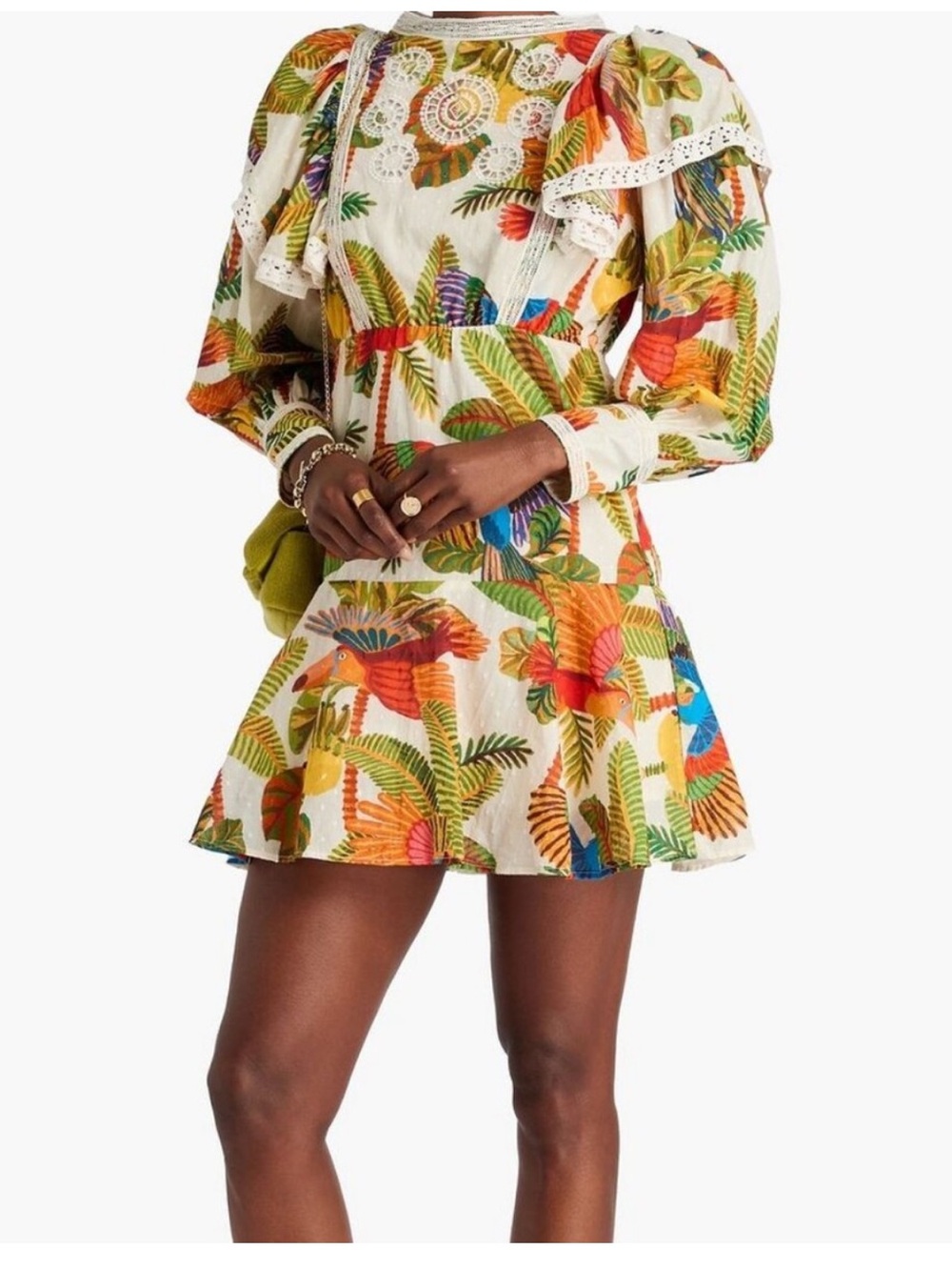 Farm Rio Tropical Floral Mini Dress in Multi-Color